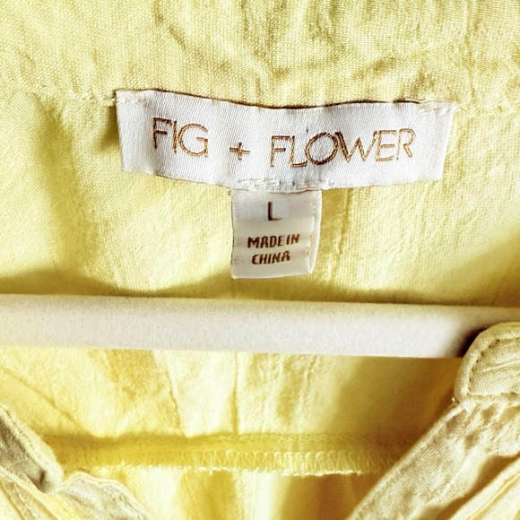 Anthropologie Fig‎ & Flower Top Womens L Boho Peasant Blouse Button Up Coastal - Picture 3 of 8